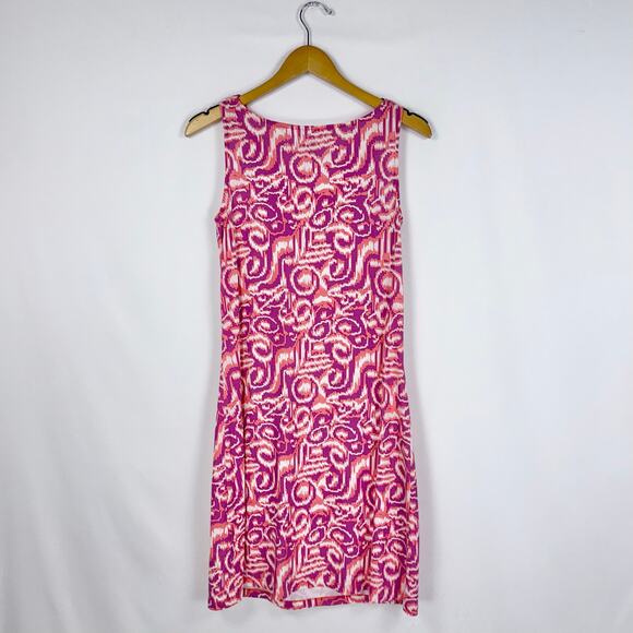 Title Nine Women's Breeze Ikat Cowl Neck Knit Dress Small Pink Sleeveless - Picture 5 of 13